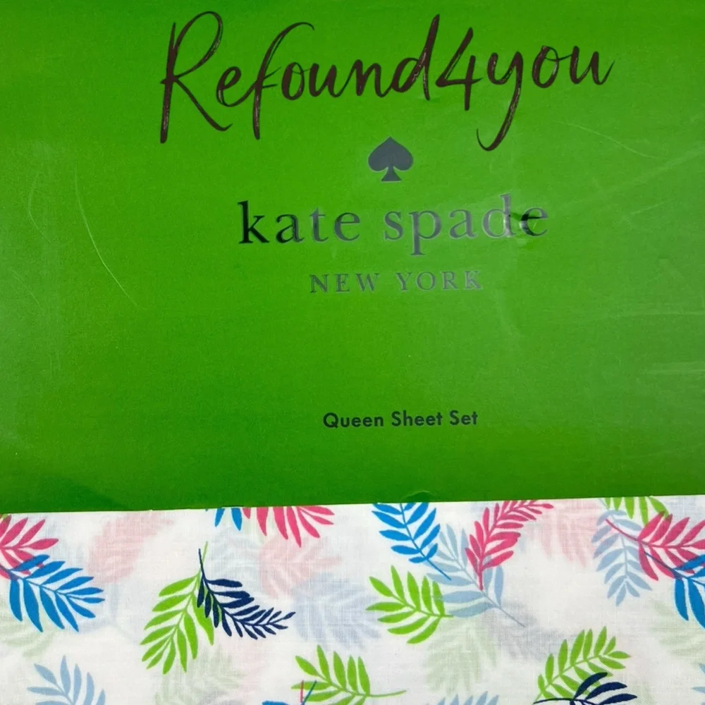 Kate Spade - ‘Tropical Leaf’ Queen Sheet Set. NWT. Firm!